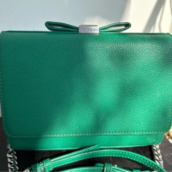 Charles & Keith - Pebbled Leather Sling Bag in Green with detachable straps. - Picture 10 of 15